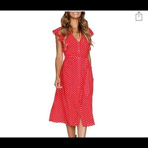Head turning boho/pinup red polka dot dress